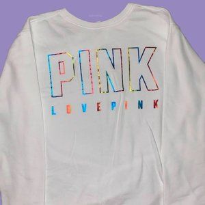 Victorias Secret PINK crewneck sweatshirt, With Rainbow Lettering *Size Large*